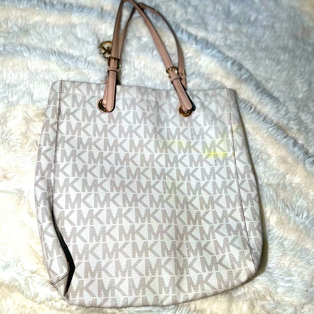 Michael Kors MK Logo Print Tote | Tan | Cream |